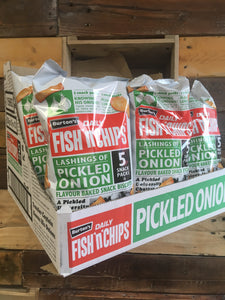 Box of 12x Burtons Fish & Chips Pickled Onion 5 packs (25g x 5 pack) x12