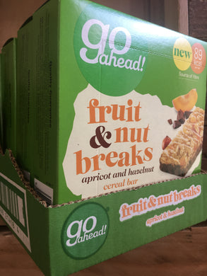 6x Boxes of Go Ahead Fruit & Nut Breaks Apricot and Hazelnut (6x5x20g) Bar