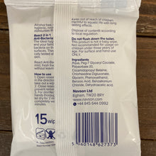 8x React Antibacterial Hand & Surface Travel Packs (8x Packs of 15 Wipes)