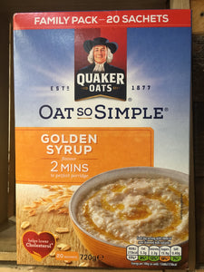 20x Quaker Oat So Simple Golden Syrup Porridge Sachets 20X36g