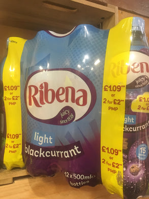 12x Ribena Drink Blackcurrant Light (12x500ml)