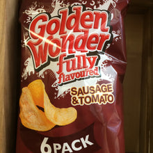 12x Golden Wonder Sausage & Tomato Crisps Bags (2 Packs of 6x25g)