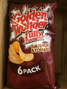 Golden Wonder Sausage & Tomato 6 Pack Crisps 6x25g
