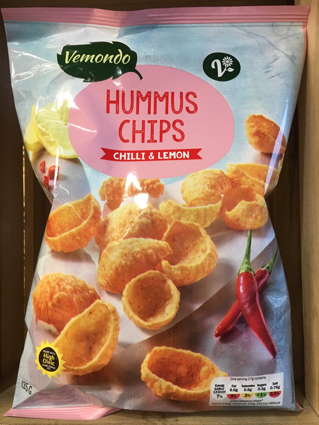 Vemondo Hummus Chilli & Lemon Chips 135g