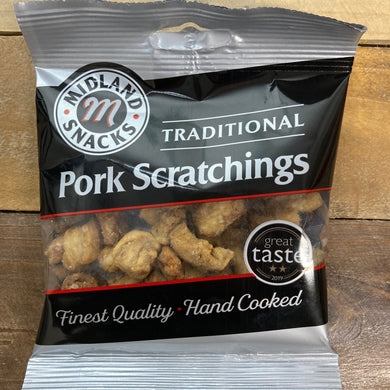 12x Midland Snacks Traditional Pork Scratchings £1 Bags (12x40g)