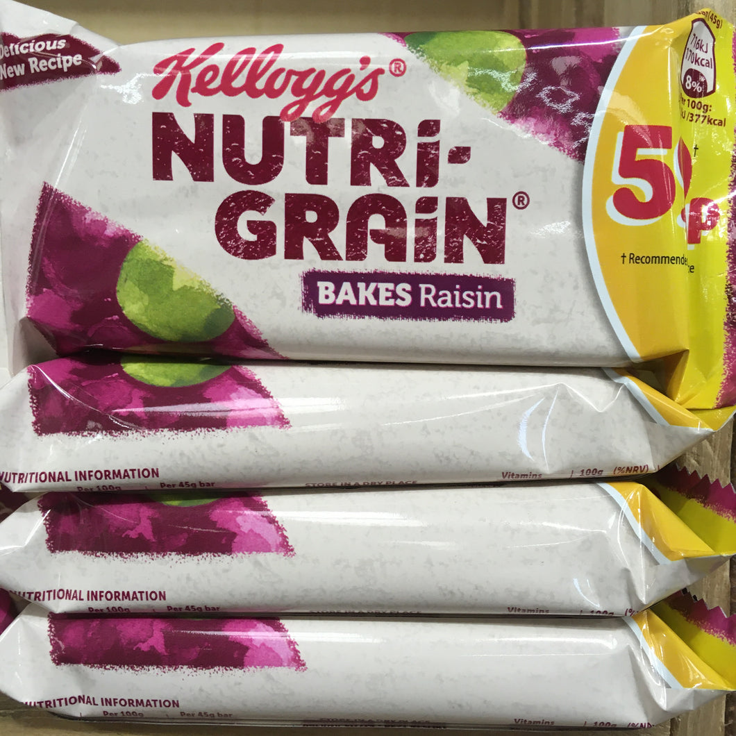 5x Kellogg's Nutri-Grain Raisin Bakes Bars (5x45g)