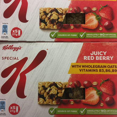 25x Kellogg's Special K Juicy Red Berry Bars (5 Packs of 5x27g)