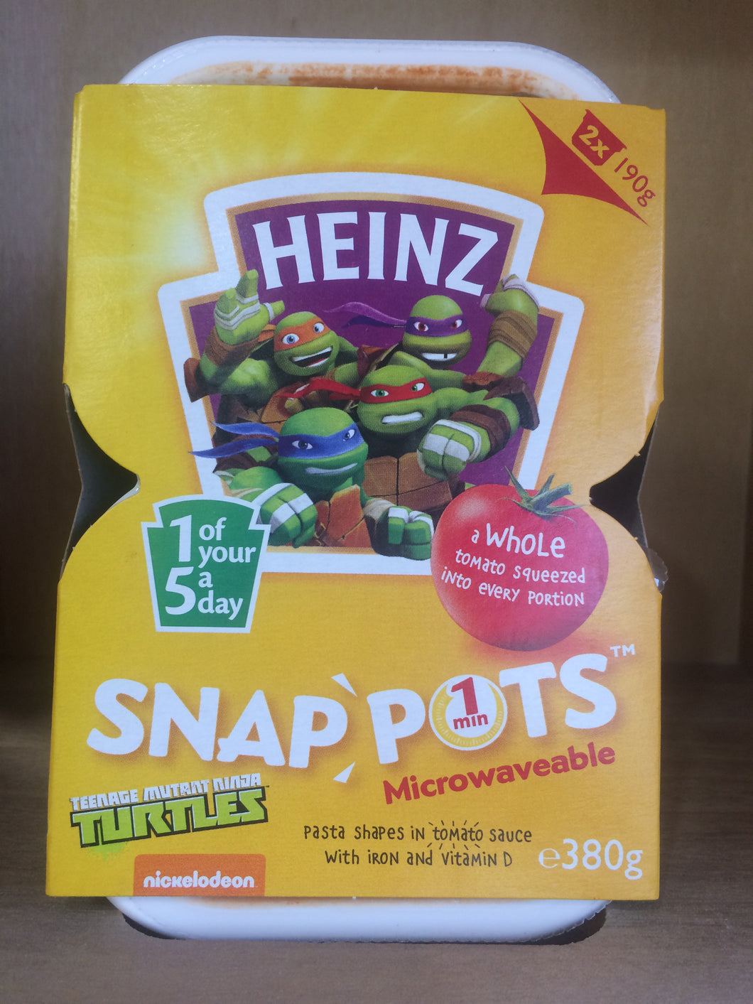 Heinz Mutant Turtles Snap Pots Pasta Shapes 2 X190g