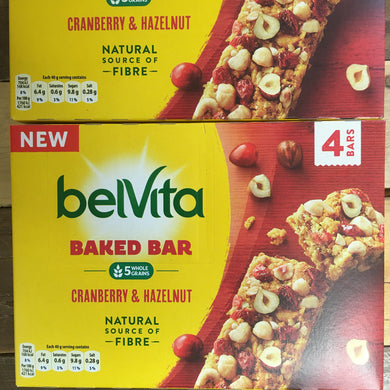 12x BelVita Baked Cranberry & Hazelnut Bars (3 Packs of 4x40g)