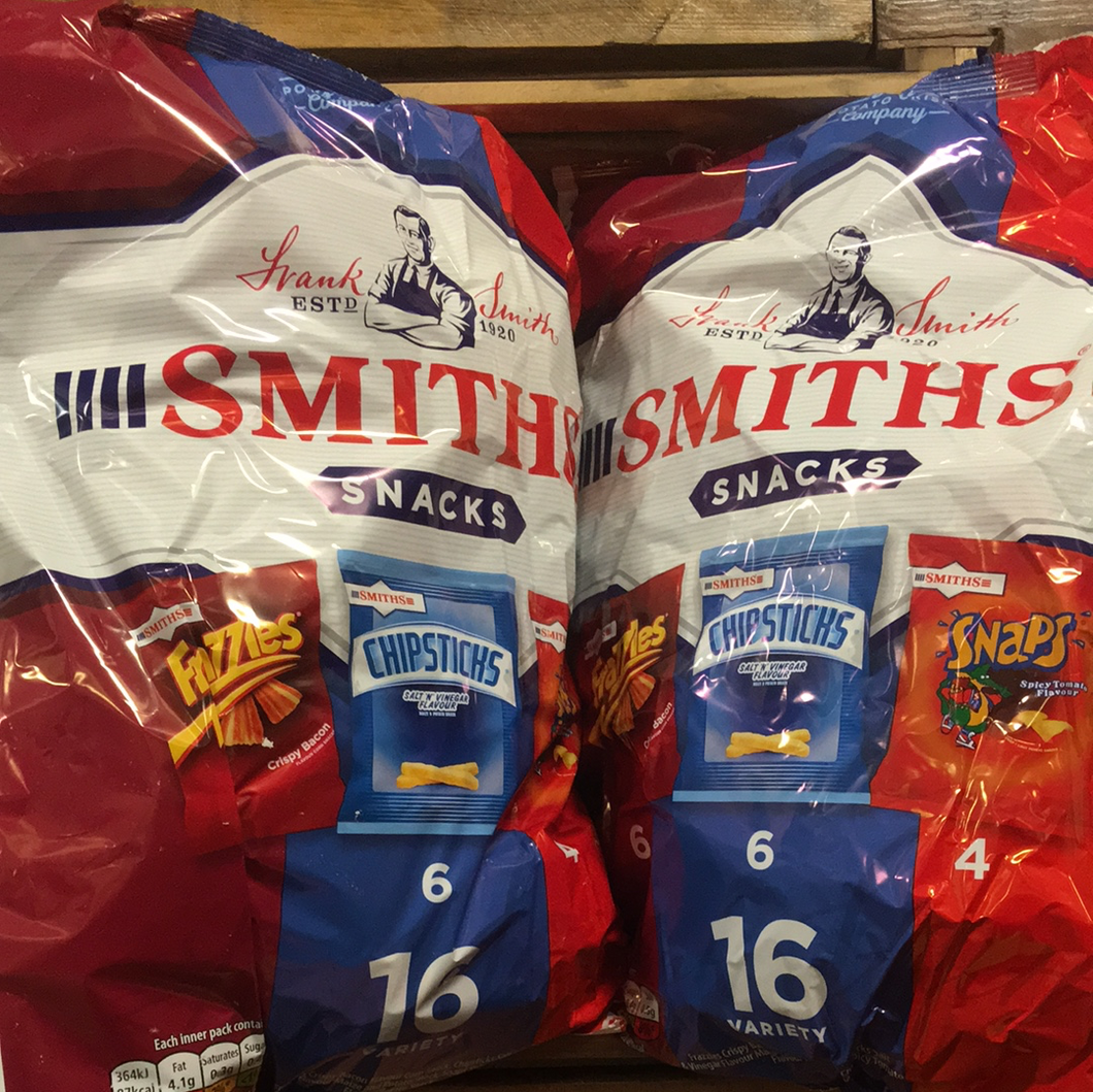 32x Smiths Snacks (Frazzles, Chipsticks & Snaps) (2 Packs of 16 Bags ...