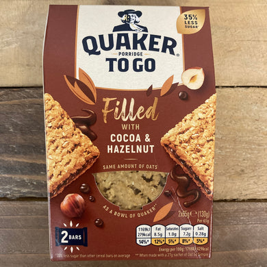 Quaker Porridge To Go Cocoa & Hazelnut Breakfast Squares 2x65g
