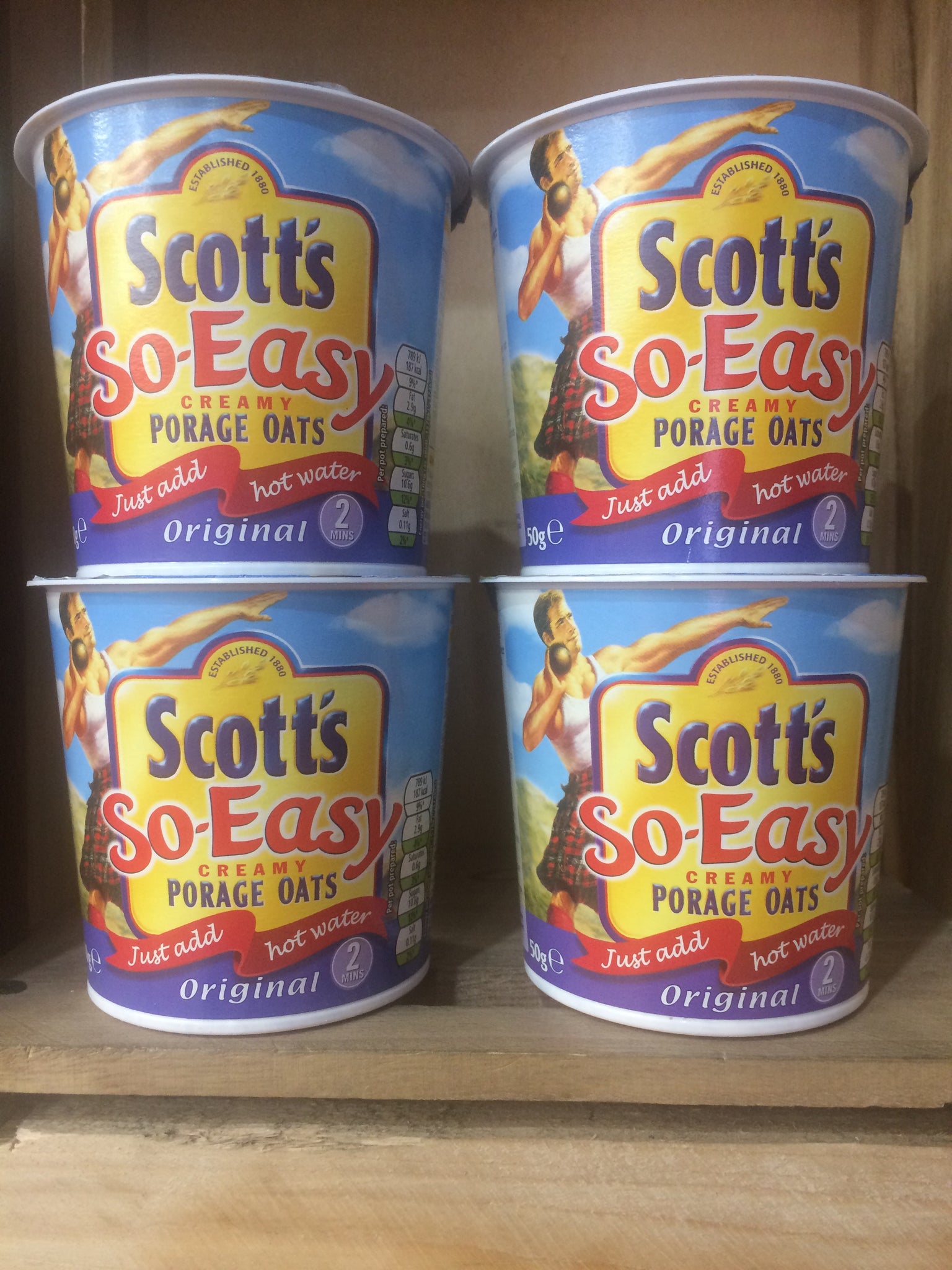 4x Scott's So Easy Original Porage Oats Pot 50g & Low Price Foods Ltd