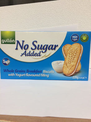 Gullon Whole Grains Breakfast Biscuit No Sugar with Yogurt flavoured filling 5x44g (220g)