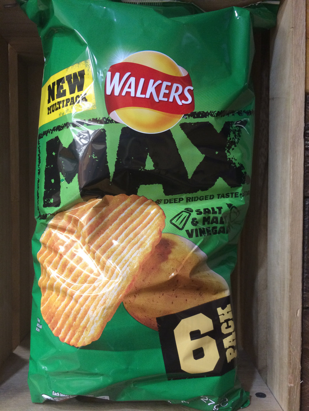 Walkers Max Salt & Vinegar Crisps 6 x 27g