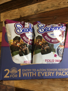 36 Bags of Seabrook Crinkle Cut Pickled Onion Crisps 6x6 Pack (6x6x25g)