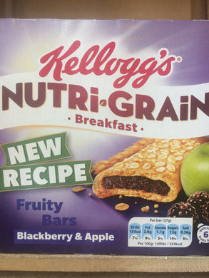 Kellogg's Nutri-Grain Fruity Blackberry & Apple Breakfast 6x37g Bars