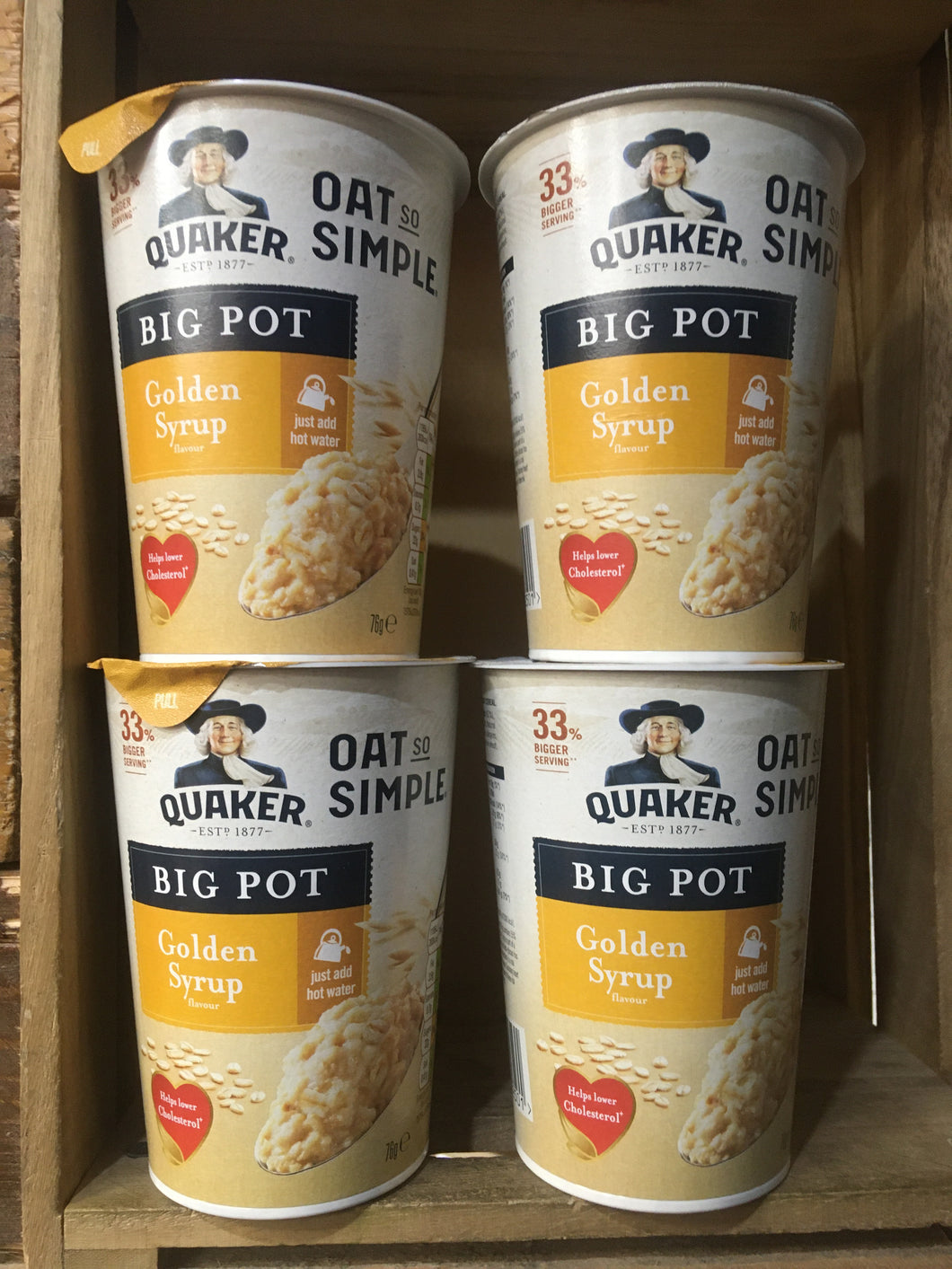 4x Quaker Oat So Simple Golden Syrup Porridge Big Pots (4x75.9g)