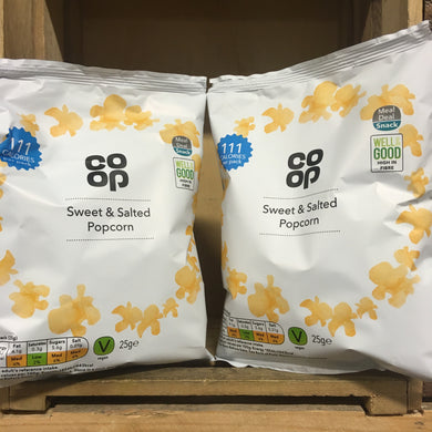 12x Co Op Sweet & Salted Popcorn Bags (12x25g)