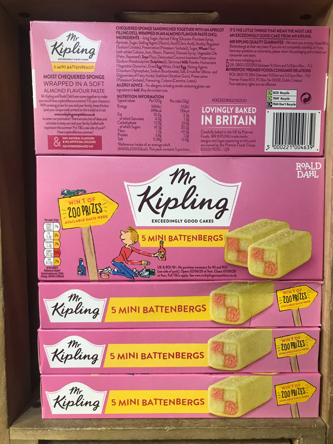 25x Mr Kipling Mini Battenbergs (5x 5 Cakes)