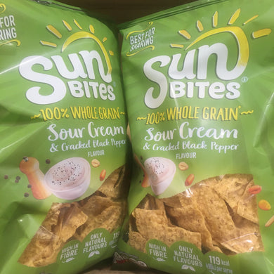 2x SunBites Sour Cream & Cracked Black Pepper Snacks Big Share Bag (2x150g)