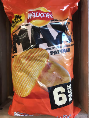 Walkers Max Paprika Crisps 6 Pack 6x 27g