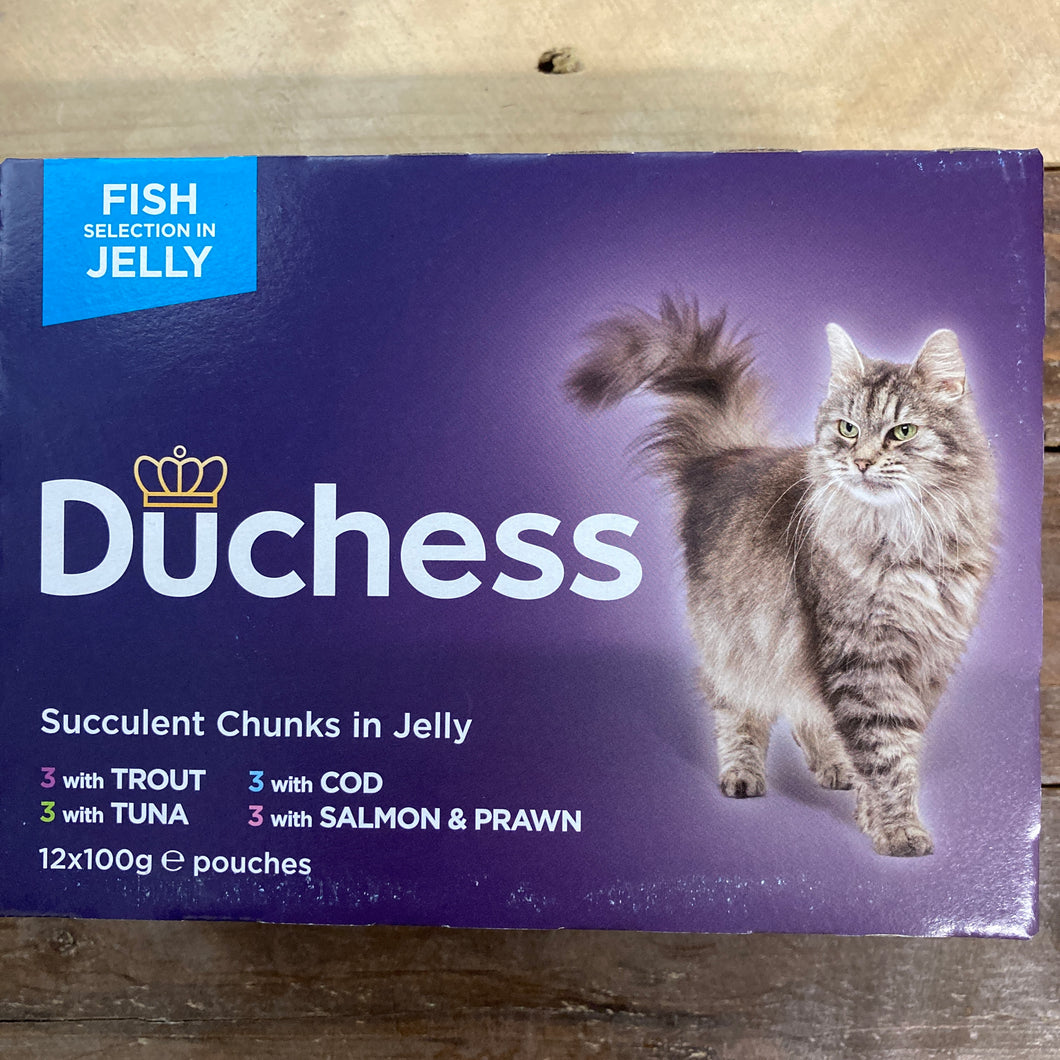 12x Duchess Adult Wet Cat Food Fish in Jelly Pouches (12x100g)