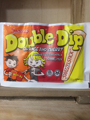Swizzels Double Dip Orange & Cherry Fizz Dips With Swizzelstick 19g