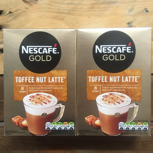 16x Nescafe Gold Toffee Nut Latte Coffee Sachets (2 Boxes of 8 Sachets)