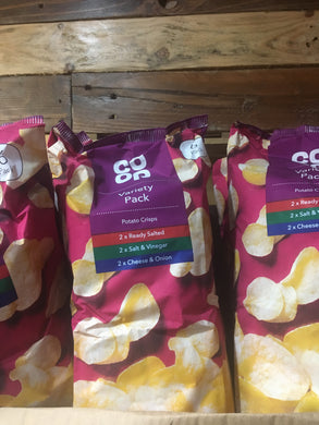 36x Bags of Co-Op Assorted Crisps 6x6 Pack (36x25g)