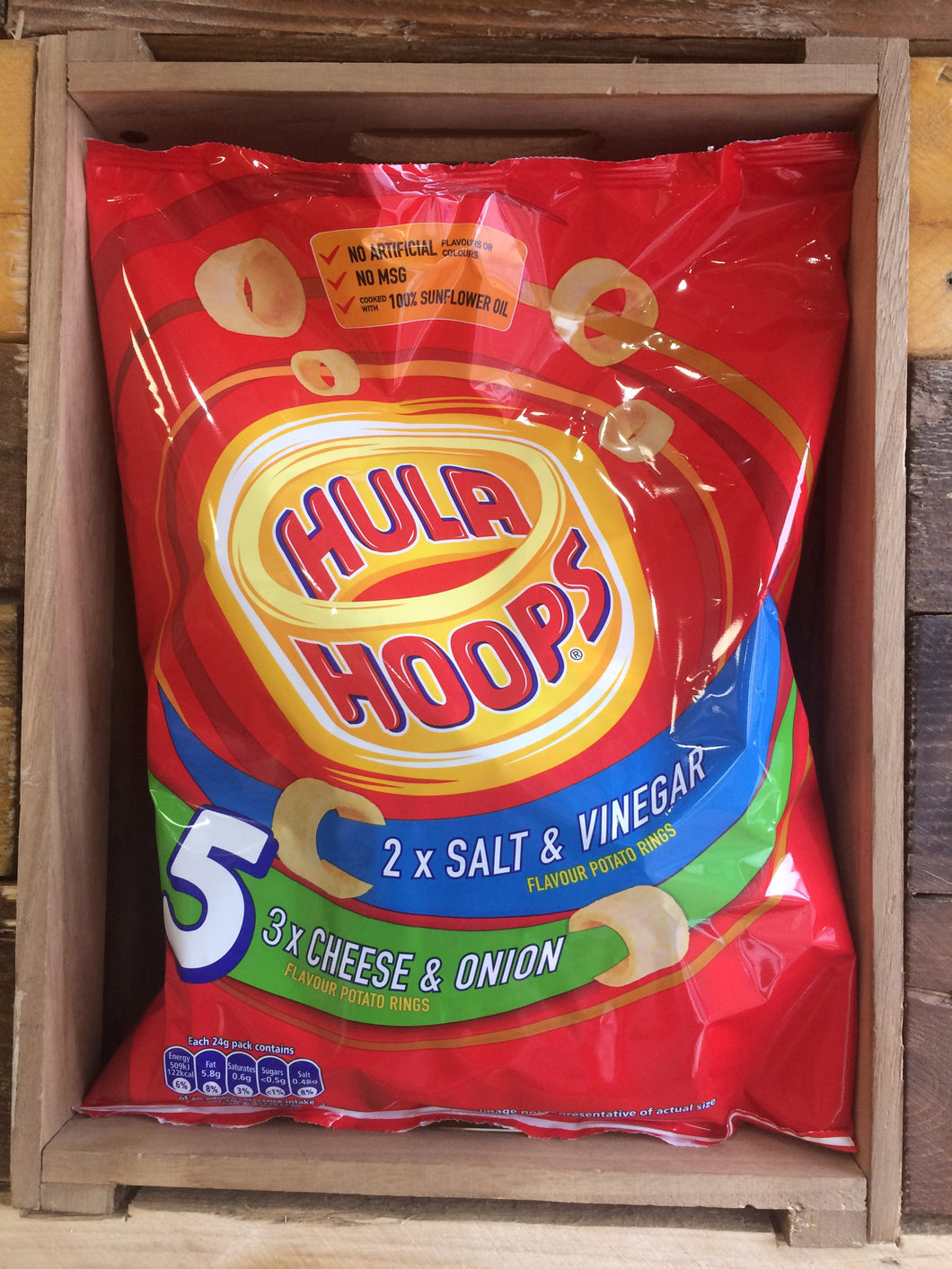 Hula Hoops 5 Pack 2x Salt & Vinegar & 3x Cheese & Onion 5x 24g