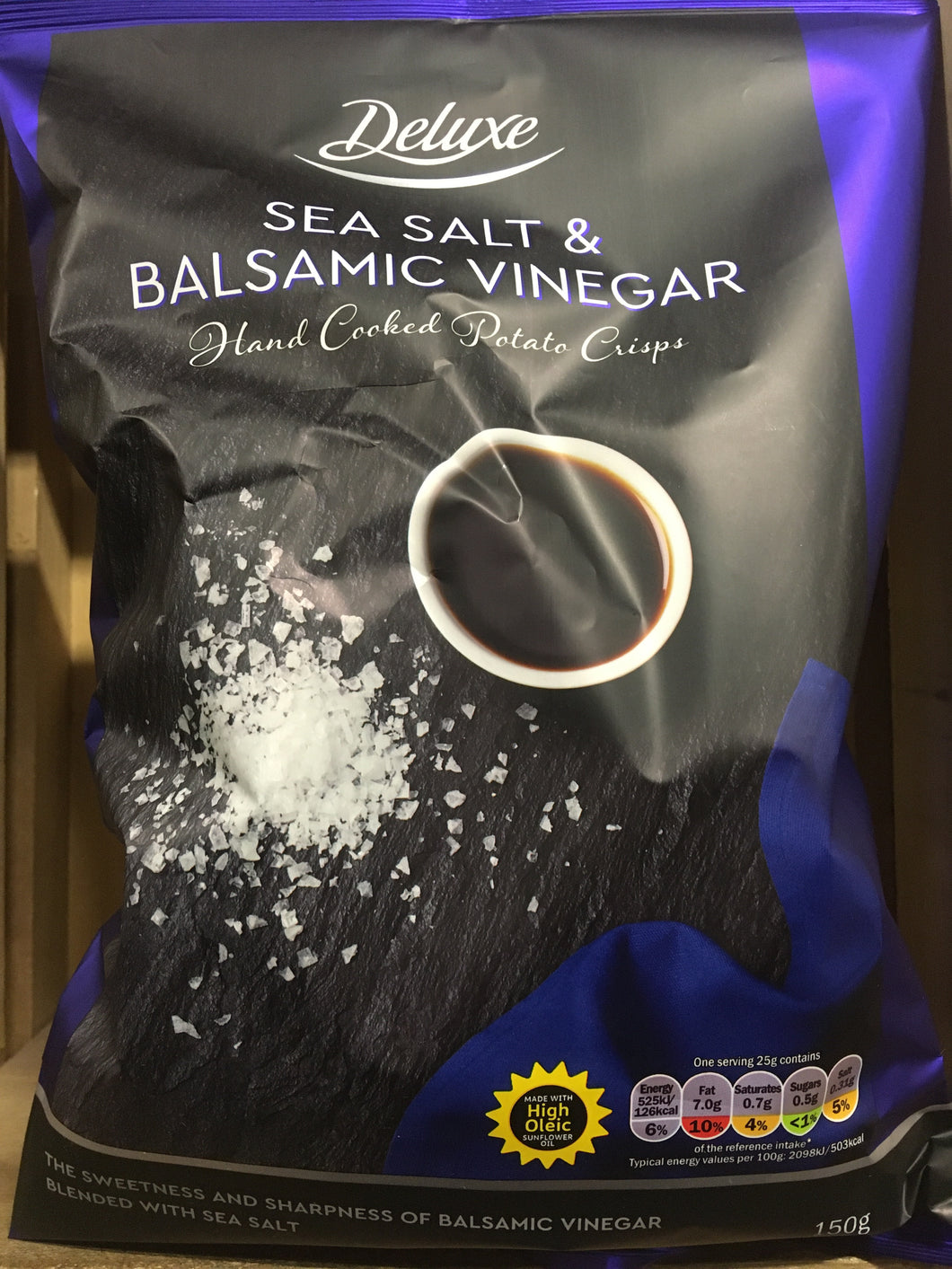Deluxe Sea Salt & Balsamic Vinegar Hand Cooked Crisps 150g
