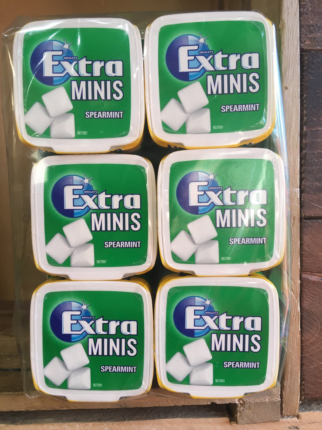 6x Tubs of Wrigley's Extra Minis Spearmint Chewing Gum x100 Pieces