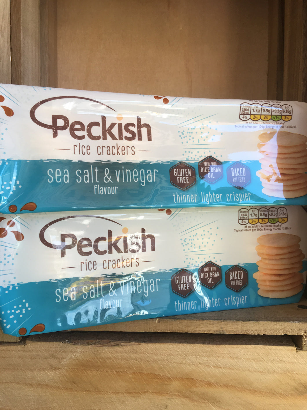 2x Peckish Sea Salt & Vinegar Rice Crackers (2x100g)