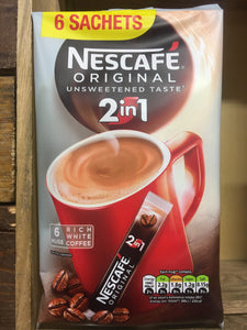 Nescafe Original 2 In 1 Instant Coffee with Whitener (6x Sachets 60g)