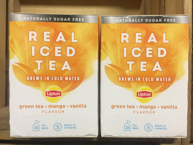 30x Lipton Real Iced Tea Green Tea, Mango & Vanilla Tea Bags (2 Packs of 15xBags)