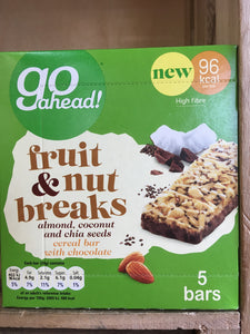 6x Boxes Go Ahead Fruit & Nut Breaks Almond, Coconut & Chia Bar (6x5x20g)
