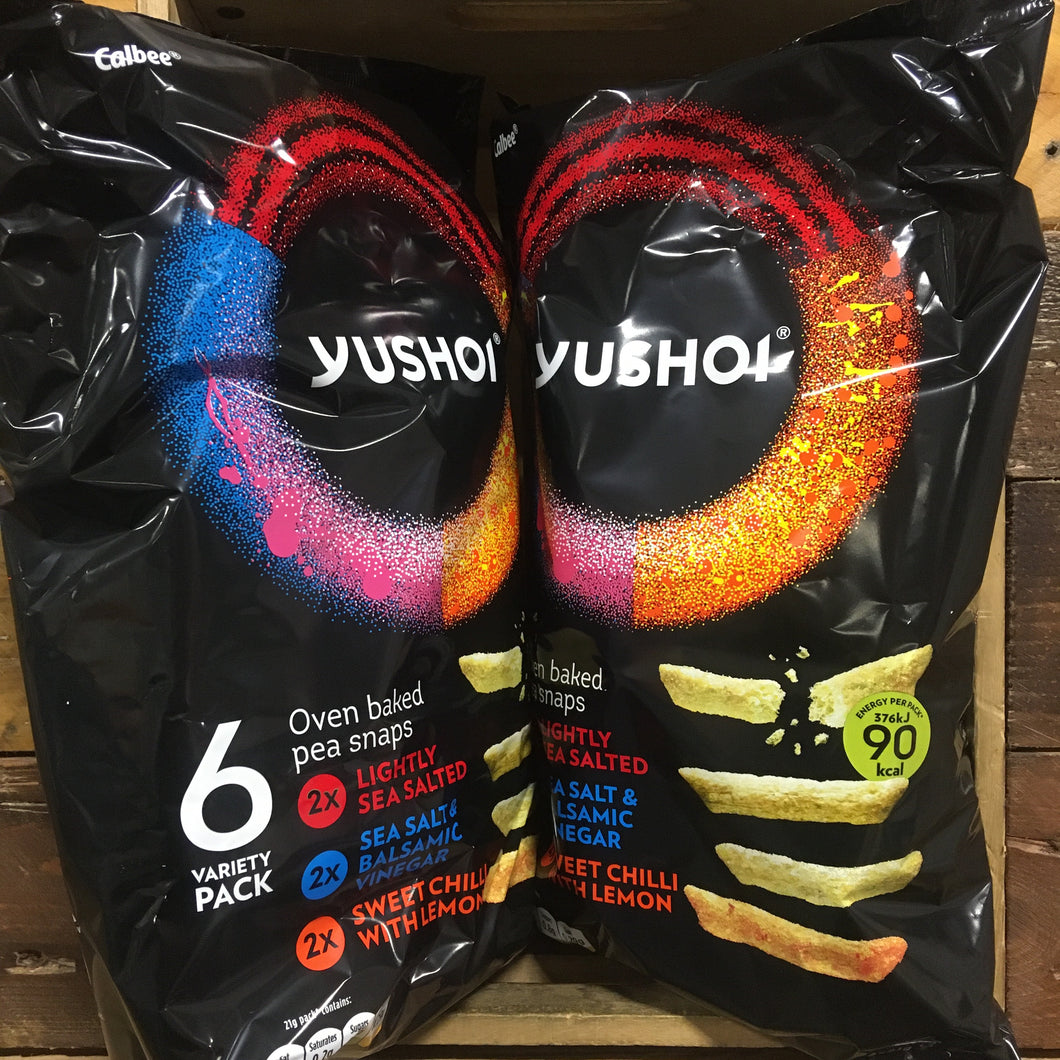 12x Yushoi Baked Pea Multipack Snacks (2 Packs of 6x21g)