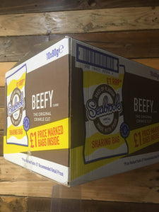 10x Seabrook Beefy Flavour Crinkle Cut Crisps Sharing Bag Box (10x80g)