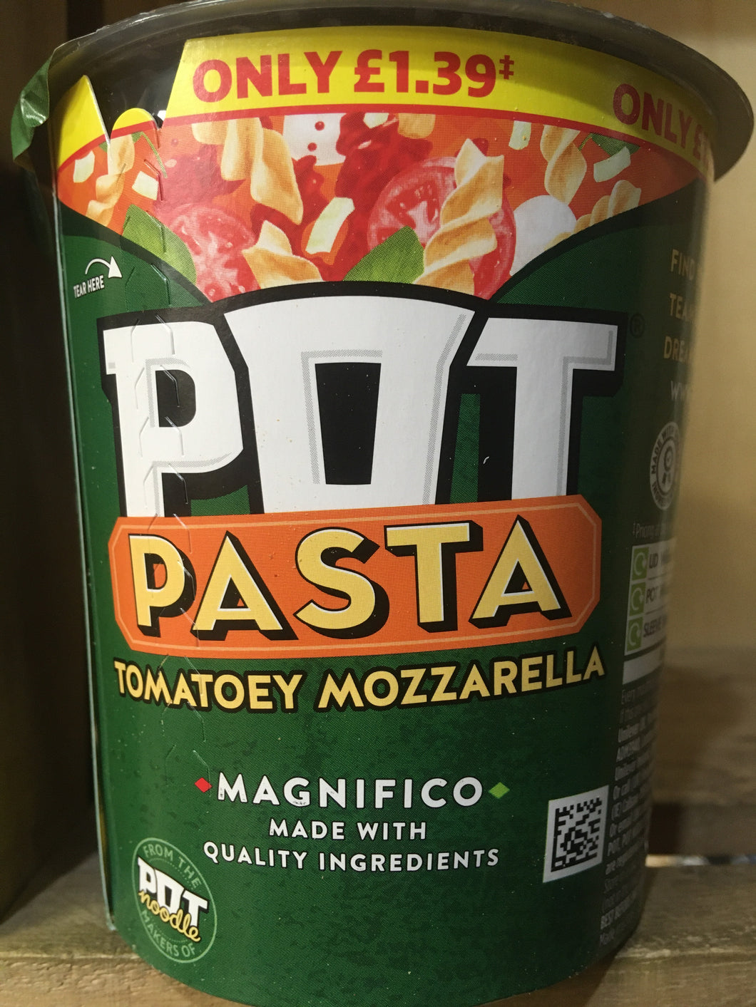 Pot Pasta Snack Tomato Mozzarella 72g