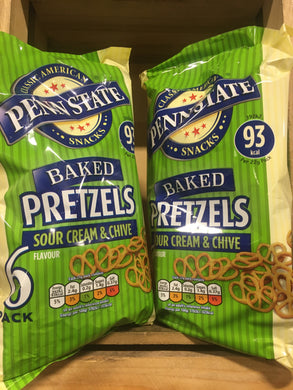 12x Penn State Sour Cream & Chive Pretzels (2 Packs of 6X22g)