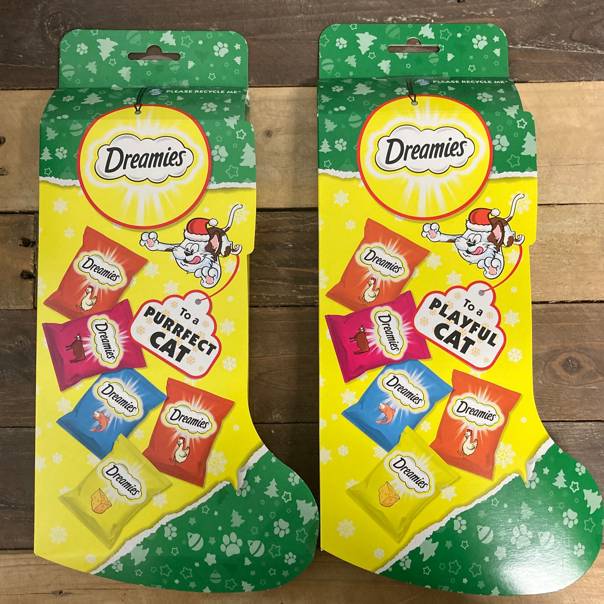 2x Dreamies Christmas Stocking Cat Treats 5 Packs (2 Packs of 5) & Low