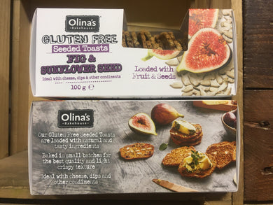 2x Olina's Bakehouse Seeded Toasts Gluten Free Sunflower Seed and Fig (2x100g)