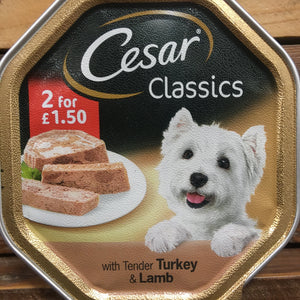7x Cesar Classics Dog Trays with Turkey and Lamb (7x150g)