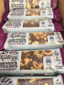 18x Kellogg Raw Fruits, Nuts & Oats, Cocoa & Hazelnut Bars (18x45g)
