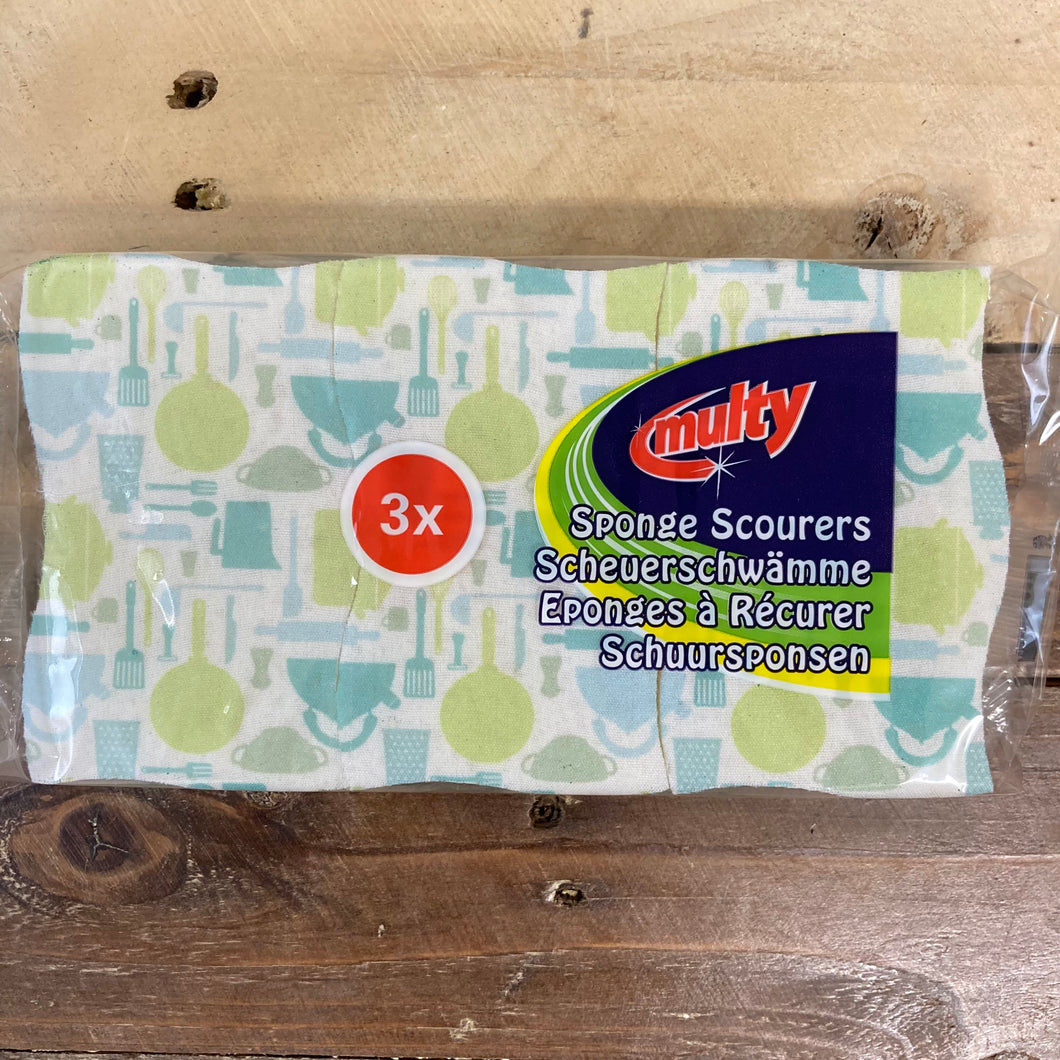Multy Sponge Scourers Green 3 Pack