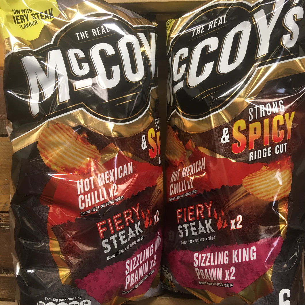 12x McCoy's Strong & Spicy Ridge Cut Crisps (2 Packs of 6x25g)