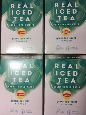 75x Lipton Real Iced Tea Green Tea, Mint Tea Bags (5 Packs of 15xBags)