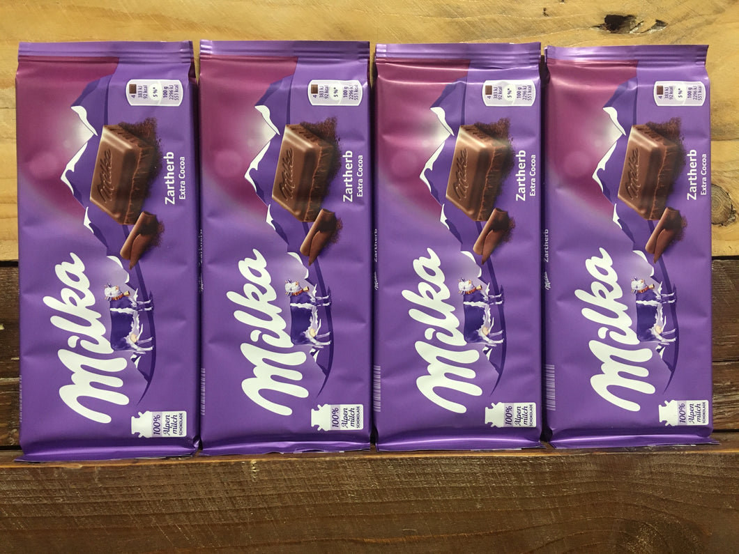 4x Milka Milk Chocolate with Extra Cocoa bars (4x100g)