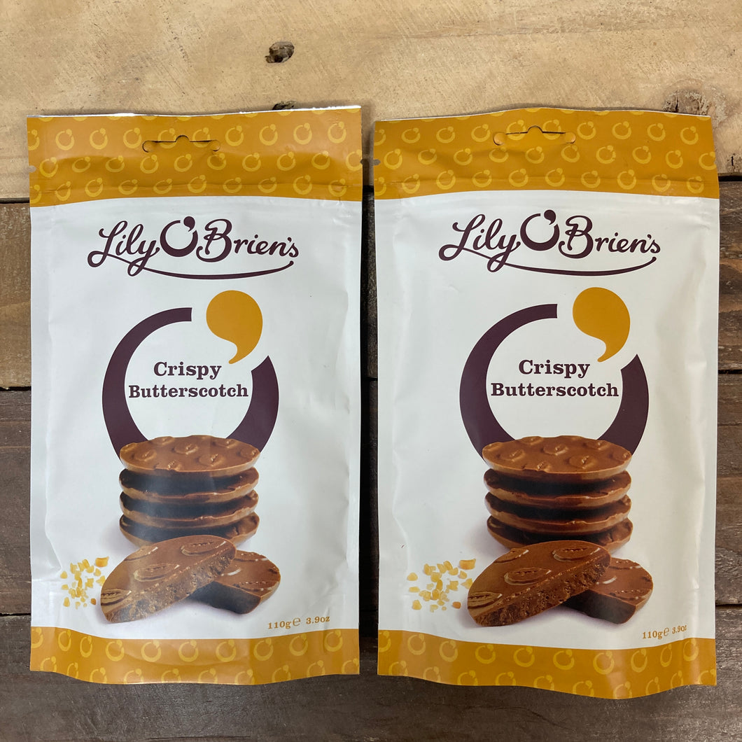 2x Lily O'Brien's Crispy Butterscotch Milk Chocolate Share Bags (2x110g)