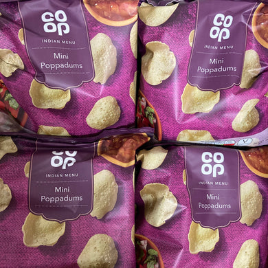 4x Co Op Indian Mini Poppadums Bags (4x60g)